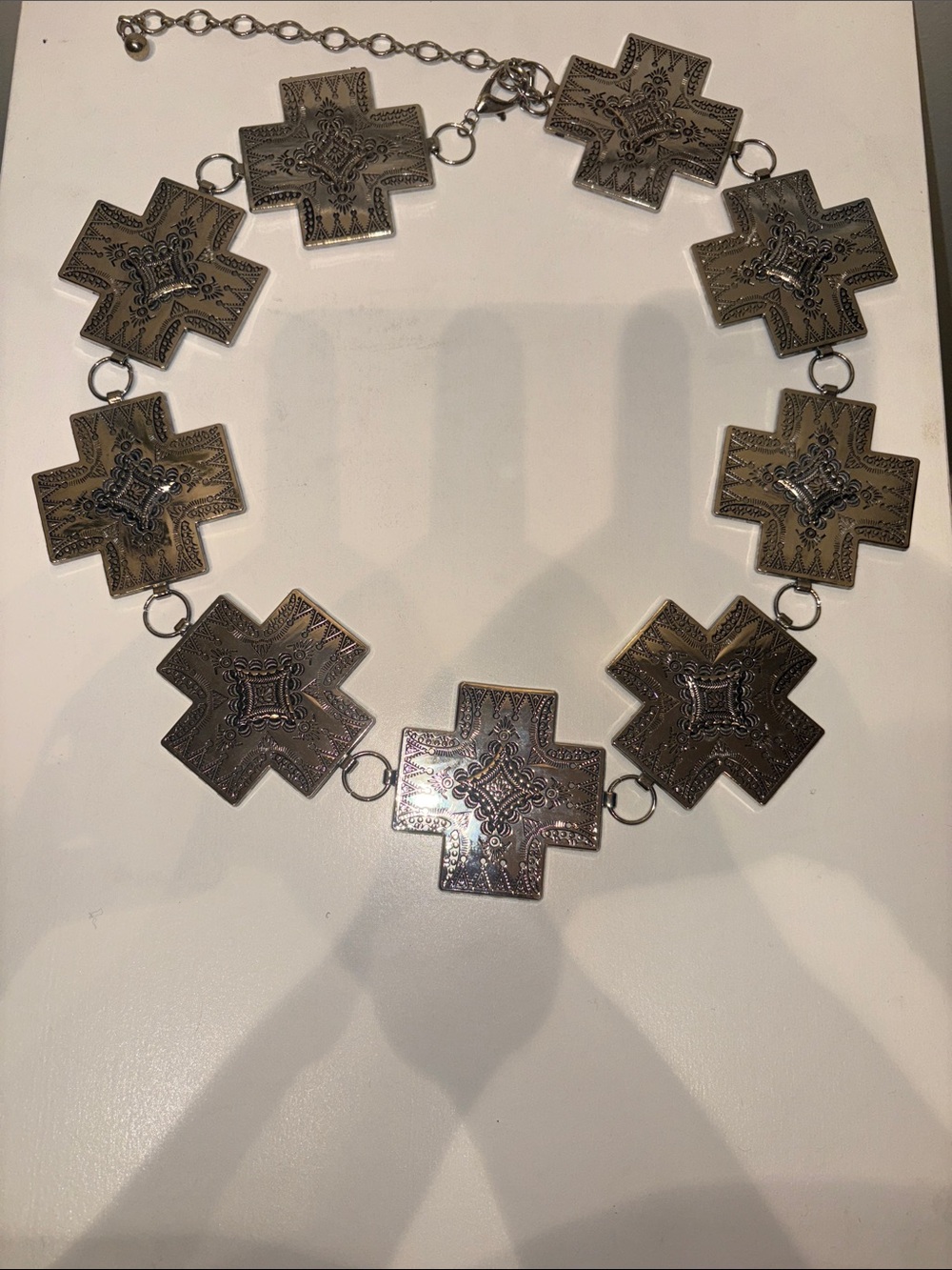 Decorative Cross-Link Metal Belt - Silver-Tone